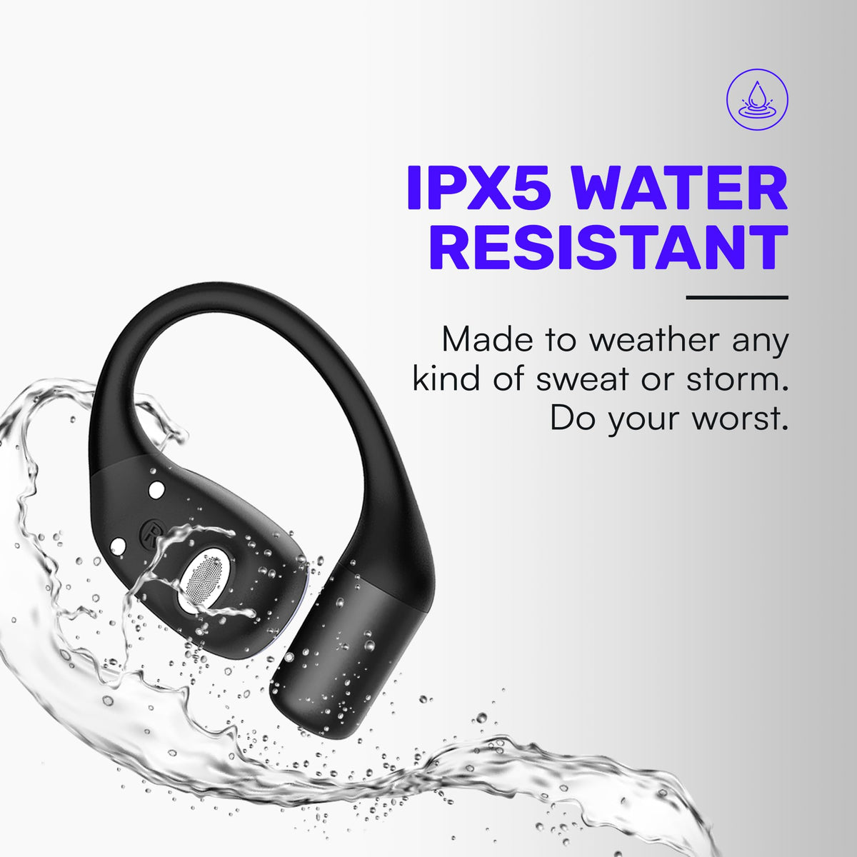 Raycon Essential Open Earbuds – True Wireless Open Ear Bluetooth 6.0 Headphones, Ultra-Lightweight, Comfort Hook Design, IPX5 Water Resistant, 36 Hours of Battery Life (Black)