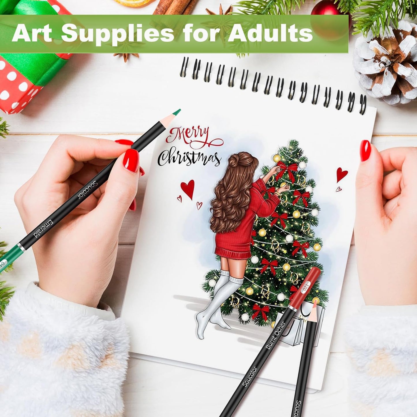 Soucolor Sketch Book, Spiral Bound Acid-Free Sketchbook with 68lb/100gsm for Paper Painting, Drawing, Writing, Artist Sketching Pad for Kids, Adults & Teens, 100 Sheets (Black, 9 x 12 Inch, Pack of 1)