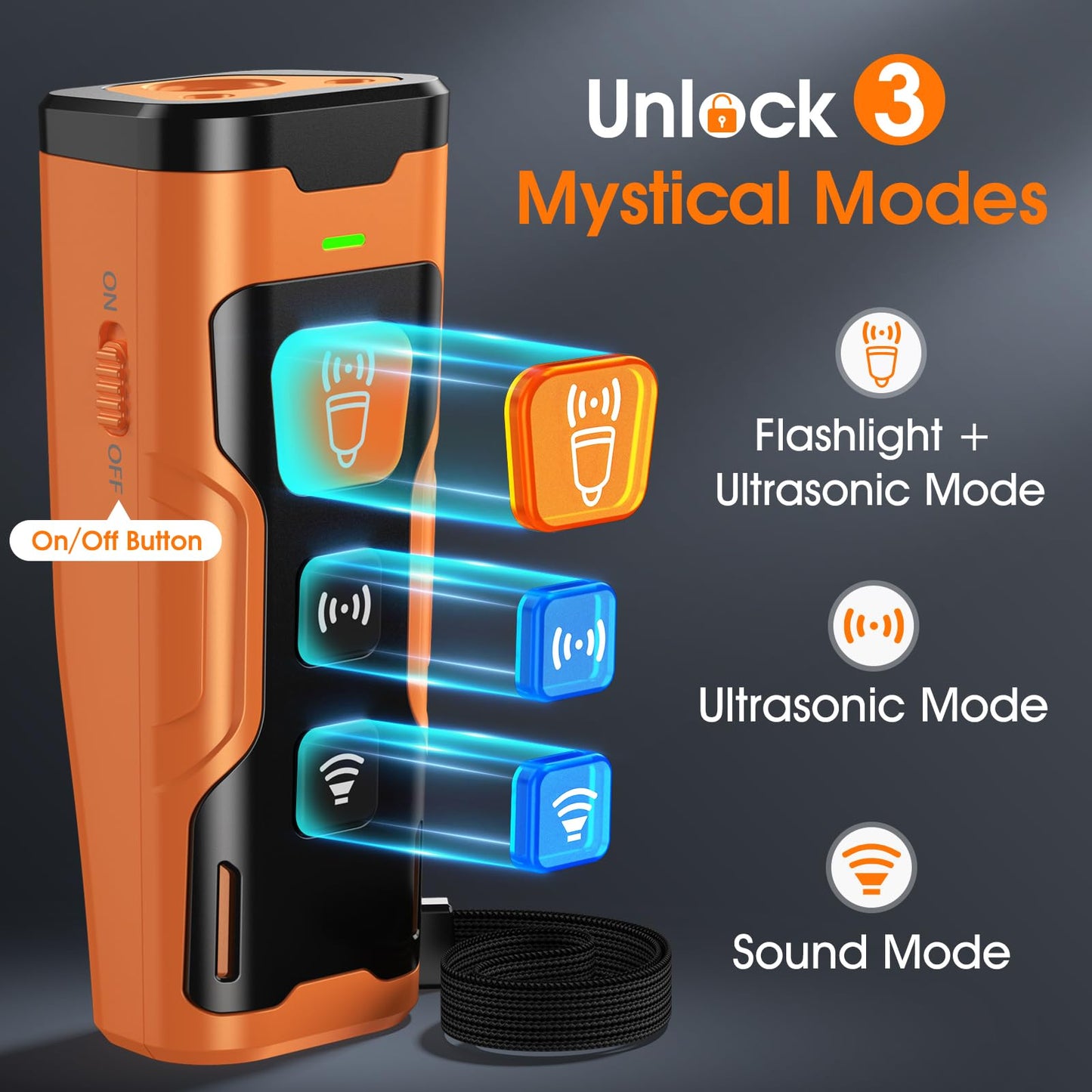 Dog Bark Deterrent Devices for Own or Neighbor's Dog Ultrasonic Dog Training Device Safe & Effective Portable Anti Barking Device for Dogs Indoor Outdoor Use Orange