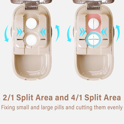 DUBSTAR Pill Cutter Splitter for Cutting Multiple Pills, 1/2 1/4 Pill Cutter Splitter for Small and Tiny Pills (Clear Beige)