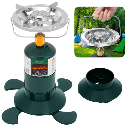 Camping Stove Propane, Portable Backpacking Cooker with Single Burner, Adjustable Flame, Foldable Base, Camp Stove Kit for Outdoor Cooking, Hiking, Emergency Essential (Fuel not Included)