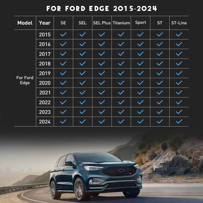 KARPAL Floor Mats Cargo Liner Fit for 2015-2024 Ford Edge, Front & 2nd Row & Cargo Liners, TPE Material All Weather Protection Car Mats for Edge SE, SEL, SEL Plus, Titanium, Sport, ST, ST-Line