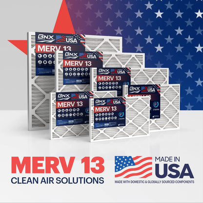 BNX TruFilter 20x24x1 Air Filter MERV 13 (6-Pack) - MADE IN USA - Electrostatic Pleated Air Conditioner HVAC AC Furnace Filters for Allergies, Pollen, Mold, Bacteria, Smoke, Allergen, MPR 1900 FPR 10