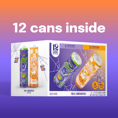 Alani Nu VARIETY PACK - WITCH'S BREW & PUMPKIN CREAM Sugar Free, Low Calorie Energy Drinks, 200mg Caffeine, Antioxidants, Biotin B Vitamins, Zero Sugar, 15 Calories or Less, 12 Fl Oz Cans (12 Pack)