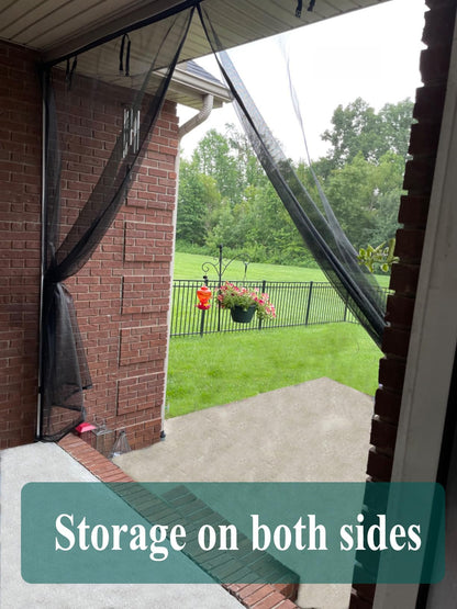 Garage Door Screen 14x9ft for 1 Car, Retractable Fiberglass Magnetic Screen Mesh Sliding Doors Curtain, Heavy Duty Weighted Bottom, Easy Assembly &Pass, Hands Free for Garage Patio (Black, 14x9ft)