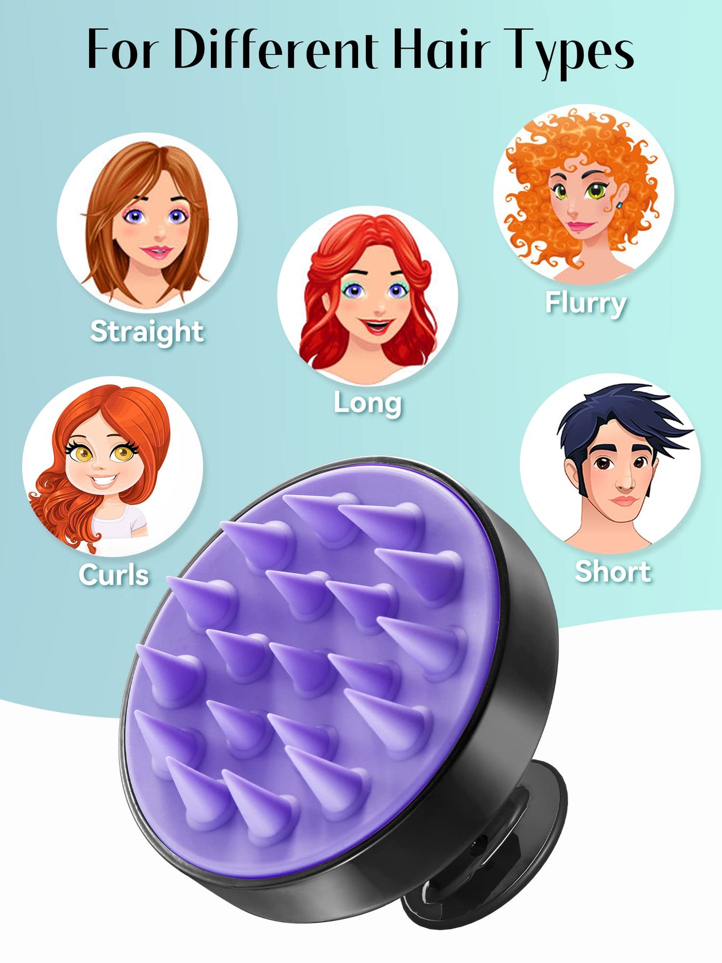 HEETA Scalp Massager Hair Growth, Soft Silicone Scalp Scrubber Shampoo Brush for Exfoliation, Dandruff Removal Head Massage Stress Relax, Wet & Dry Use for Thick Thin Curly Hair Care, Black