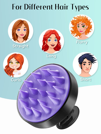 HEETA Scalp Massager Hair Growth, Soft Silicone Scalp Scrubber Shampoo Brush for Exfoliation, Dandruff Removal Head Massage Stress Relax, Wet & Dry Use for Thick Thin Curly Hair Care, Black