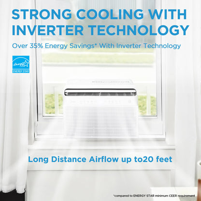 Midea 8,000 BTU U Shaped Smart Inverter Window Air Conditioner, Cools up to 350 Sq. Ft., Ultra Quiet with Open Window Flexibility, Works with Alexa/Google Assistant, 35% Energy Savings, Remote Control