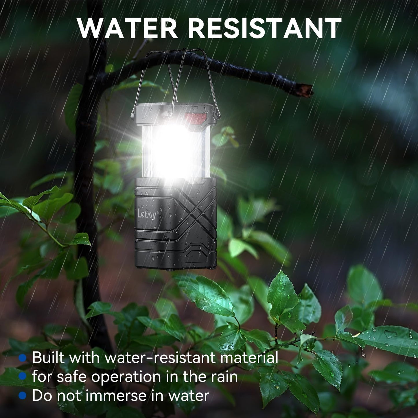 LETMY 4 Pack Camping Lantern, Rechargeable LED Lanterns, Solar Lantern Battery Powered Hurricane Lanterns Flashlight with 3 Powered Ways & USB Cable for Emergency, Power Outage, Hurricane Supplies