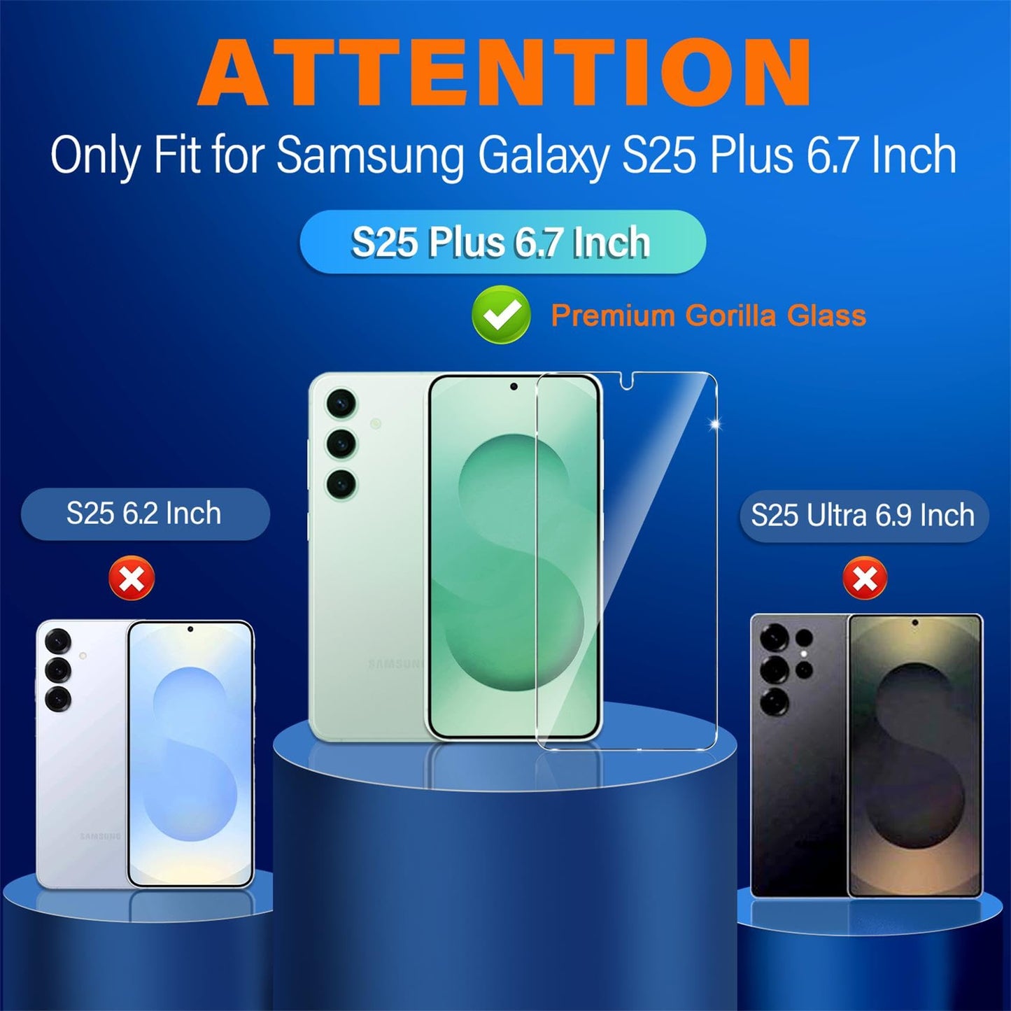 firtstnow 3 Pack Glass Screen Protector for Samsung Galaxy S25 Plus [6.7 inch] + 3 Pack Camera Lens Protector, 9H Tempered Glass, Fingerprint Unlock, HD Clear Case Friendly Anti-Scratch