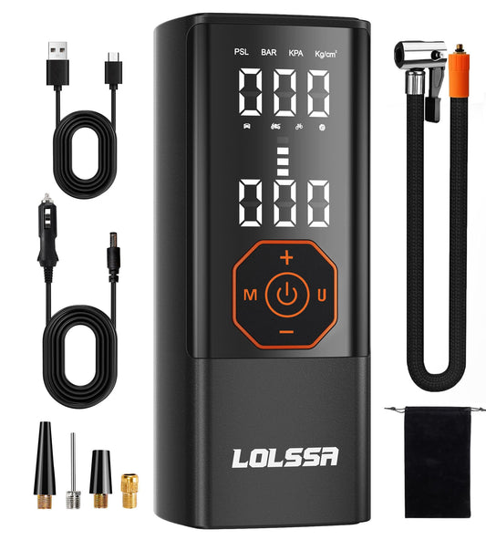 Tire Inflator Portable Air Compressor-25000mAh＆180PSI Air Pump for Car Tires-Cordless Tire Pump with Pressure Gauge, Cigarette Lighter Plug for Motorcycle, Bike, Ball, Dual-Use Type