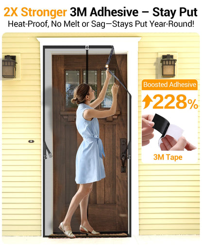 SOLODOTO Magnetic Screen Door For 36" x 82" Door– Military-Grade Fiberglass Screen Door Mesh, 10X More Durable, 4X Stronger Door Screen Magnetic Closure, 2X Stronger 3M Adhesive, Hands-Free, Bug-Proof