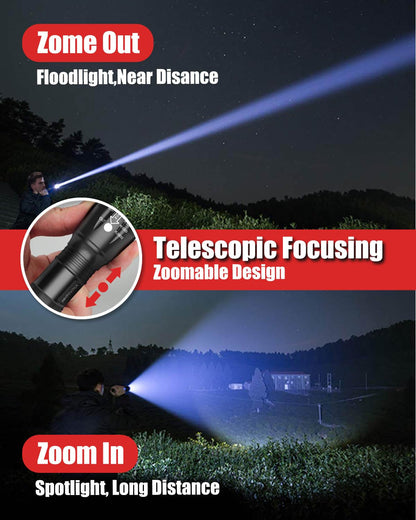 Victoper LED Flashlight 2 Pack, Bright 3500 Lumens Tactical Torch High Lumens with 5 Modes, Waterproof Zoomable Flash Light for Outdoor, Gifts for Camping Essentials Gear