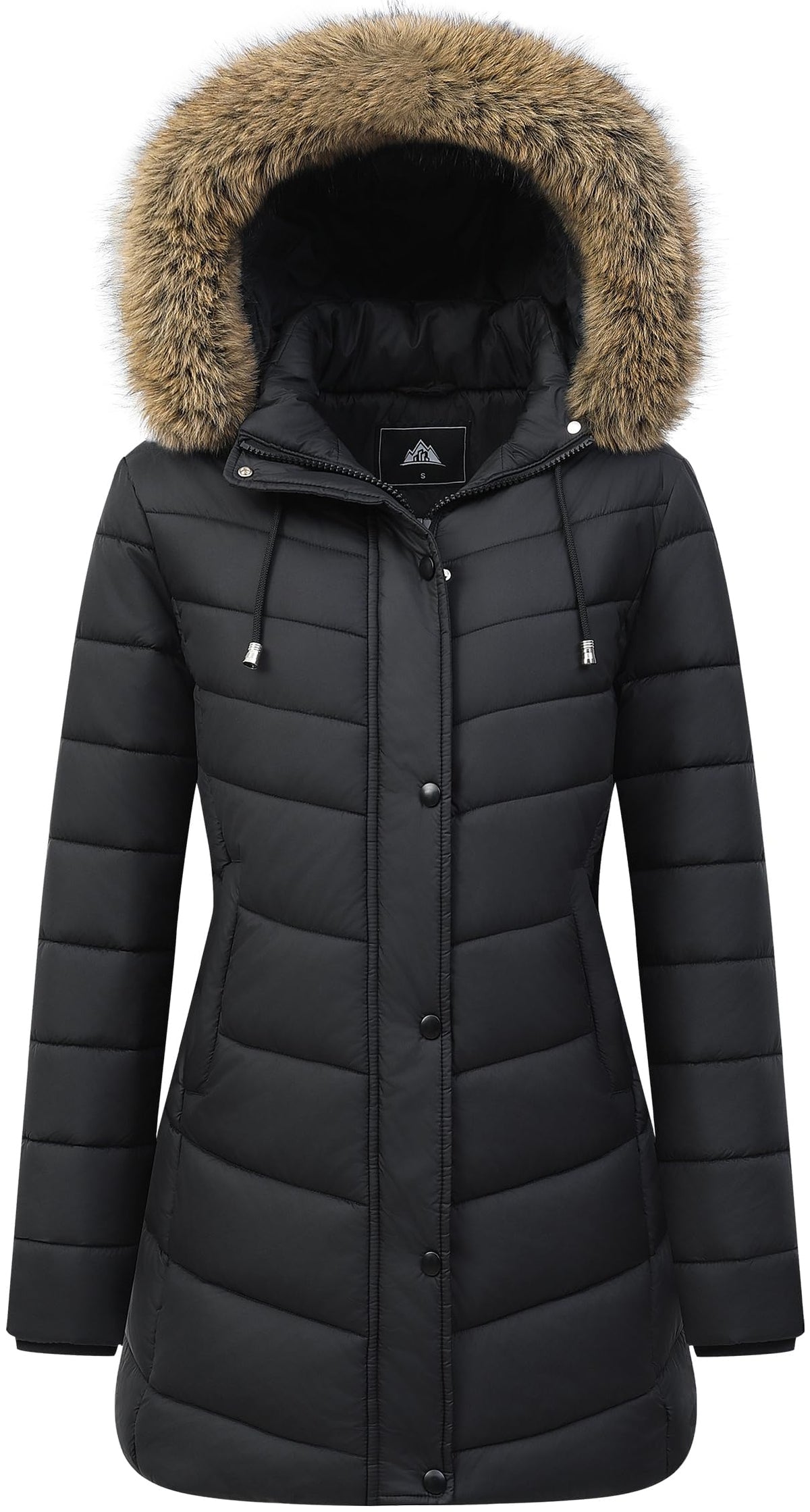 Women's Long Winter Puffer Coat Warm Thicken Fleece Lined Down Jacket Waterproof Detachable Hooded Parka