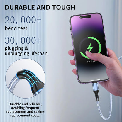 iPhone Charger 3pack 10FT Apple MFi Certified Nylon Braided Lightning Cable Fast Charging Long USB Charging Cable High Speed Transfer Cord for iPhone 14 13/12/11 Pro Max/XS MAX/XR/XS/X/8/7/Plus/6S