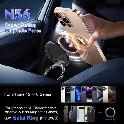 Suction Cup Phone Mount 360° Rotatable Dual-Axis Phone Stand Vacuum Magnetic Car Phone Holder for Mag-Safe 98LBS Portable Cell Phone Holder for Makeup/Gym/Mirror,IP Hone 16 15 14 13 12 All Smartphone