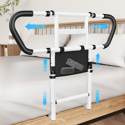 easymake Bed Rails for Elderly Adults Safety: Adjustable Bedside Assist Rails with Storage Pockets, Non-Slip Handles, Motion Sensor Light, Items for Elderly Bed Rail, 400LB Gravity Capacity