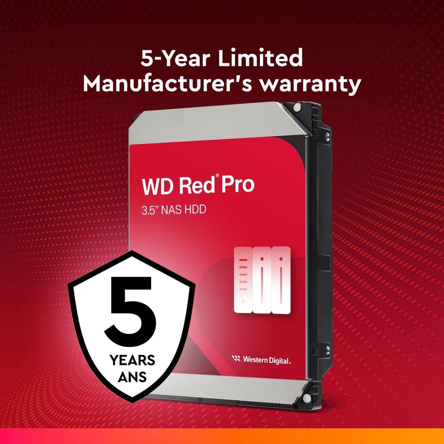 Western Digital 20TB WD Red Pro NAS Internal Hard Drive HDD - 7200 RPM, SATA 6 Gb/s, CMR, 512 MB Cache, 3.5" - WD202KFGX