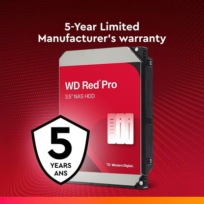 Western Digital 20TB WD Red Pro NAS Internal Hard Drive HDD - 7200 RPM, SATA 6 Gb/s, CMR, 512 MB Cache, 3.5" - WD202KFGX