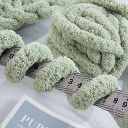 Hombys Sage Green Chunky Chenille Yarn for Crocheting and Knitting, Super Bulky Thick Fluffy Yarn for Hand Knitting Blanket, Soft Plush Yarn, 12 Jumbo Pack (27 yds, 8 oz Each Skein)