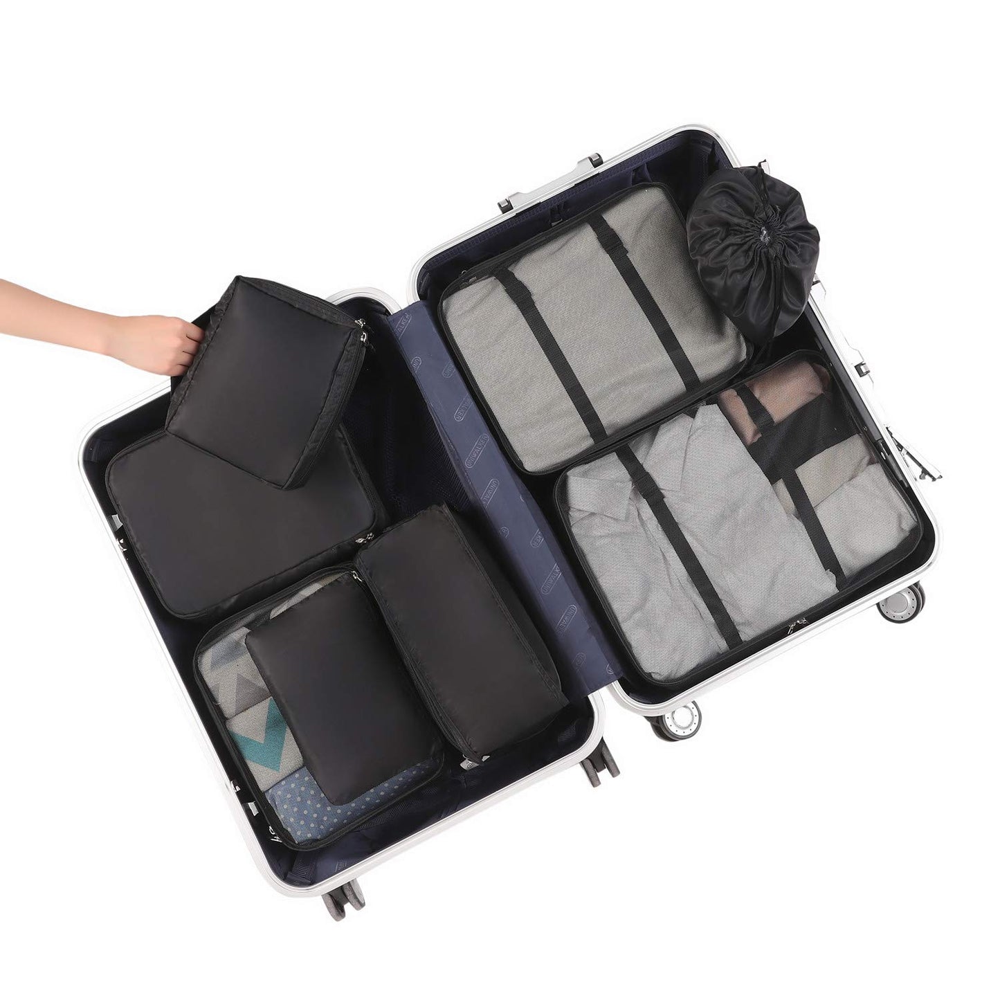BAGAIL 8 Set Packing Cubes Luggage Packing Organizers for Travel Accessories (Jet Black)