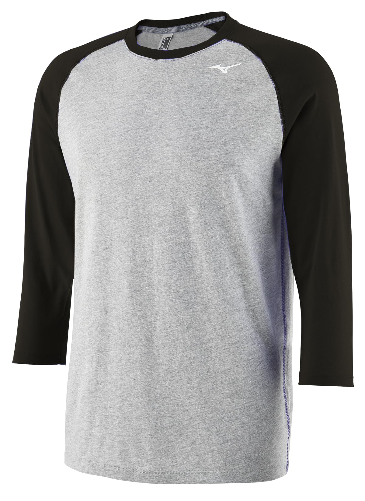 Mizuno Men's Standard 3/4 Practice TEE, Grey-Black, X-Small
