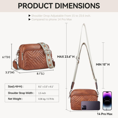 BOSTANTEN Quilted Crossbody Bags for Women Vegan Leather Purses Small Shoulder Handbags with Wide Strap