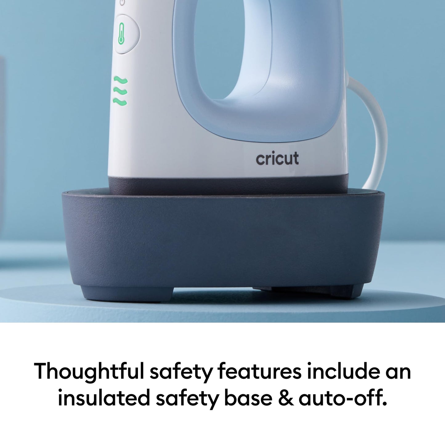 Cricut EasyPress Mini for Heat-Pressing Small Objects Like Shoes, Stuffed Animals, Hats and More, Features 3 Heat Settings & Precision Tip, Ceramic-Coated Heat Plate, Compact & Lightweight, Zen Blue