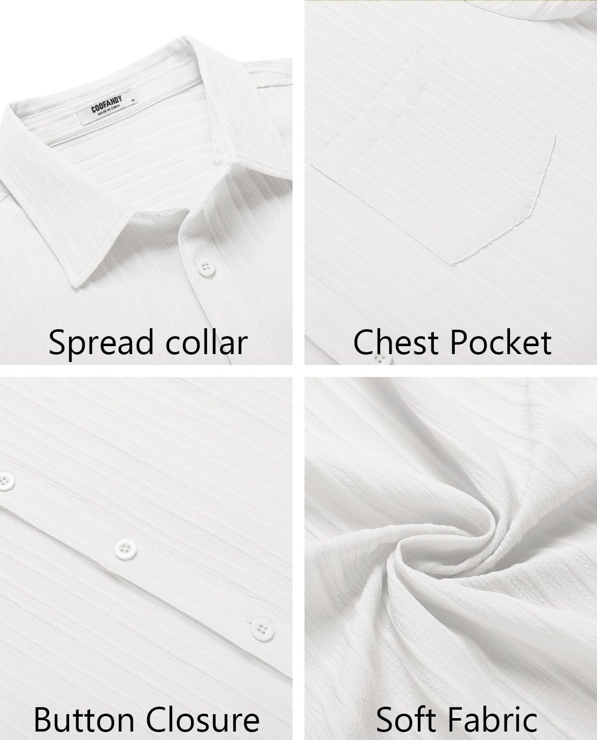 COOFANDY Men's Summer Linen Shirts Short Sleeve Button Down Shirts for Men Fashion Beach Casual Shirt A-White