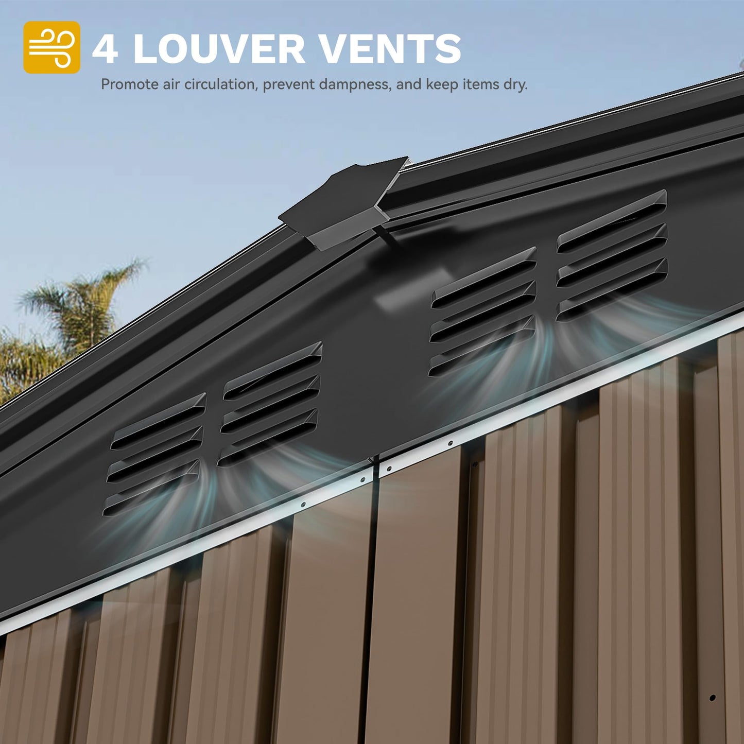 DWVO 8'x6' Large Metal Outdoor Storage Shed, Heavy Duty Tool Storage Sheds for Backyard Patio Lawn - Ideal for Bicycles, Garden Tools, and Lawn Equipment, Easy-to-Assemble, Brown