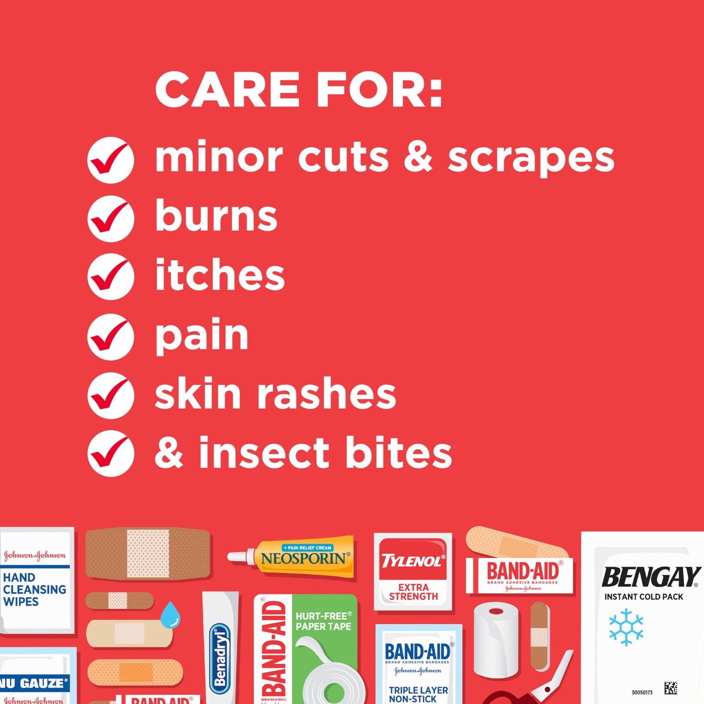 Johnson & Johnson All-Purpose Portable Compact First Aid Kit for Minor Cuts, Scrapes, Sprains & Burns, Ideal for Home, Car, Travel, Camping and Outdoor Emergencies, 160 Pieces