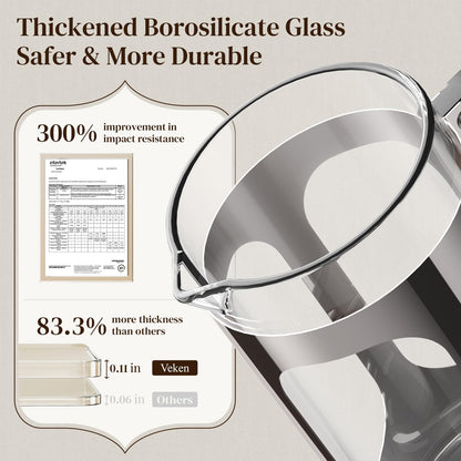 Veken French Press Coffee Maker 34oz 1 L, No Plastic Touching Cafe, Heat Resistant Thickened Borosilicate Glass, Stainless Steel Brewer,Cold Brew Cafetera Teapot for Kitchen Travel Camping,Dark Pewter