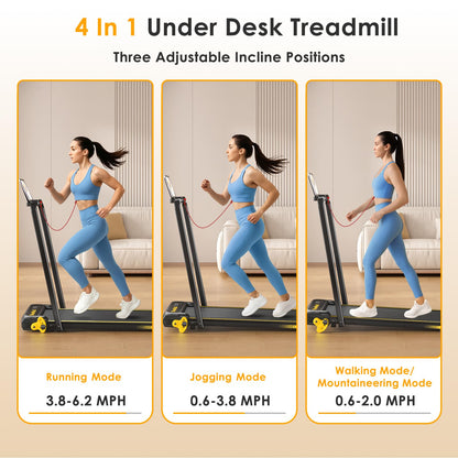 RuniRoX Walking Pad Treadmill with Incline, 3 in 1 Portable with Handle Bar and Lights, Under Desk for Home Office, with LED Display and APP