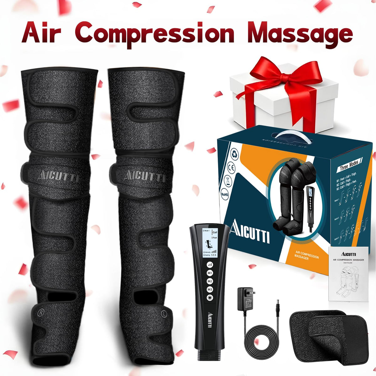 Air Compression Leg & Foot Massager with Heat – Relief for Circulation, Fatigue & Tension – Relaxing Gifts for Dad, Mom, Men & Women – Ideal for Father’s Day, Mother’s Day, Christmas & Birthdays