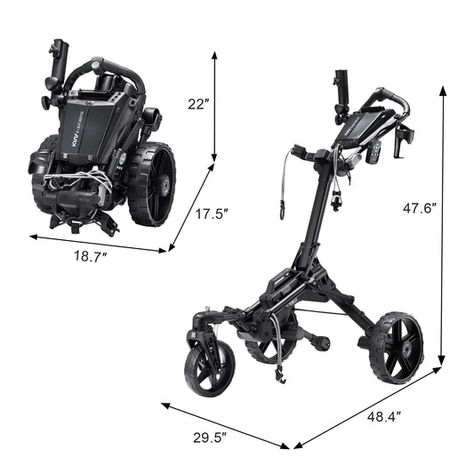KVV Electric Golf Push Cart with Remote Control, Smallest Folding Size, Suitable for All Terrains, Lightweight and Super Compact Electric Golf Cart