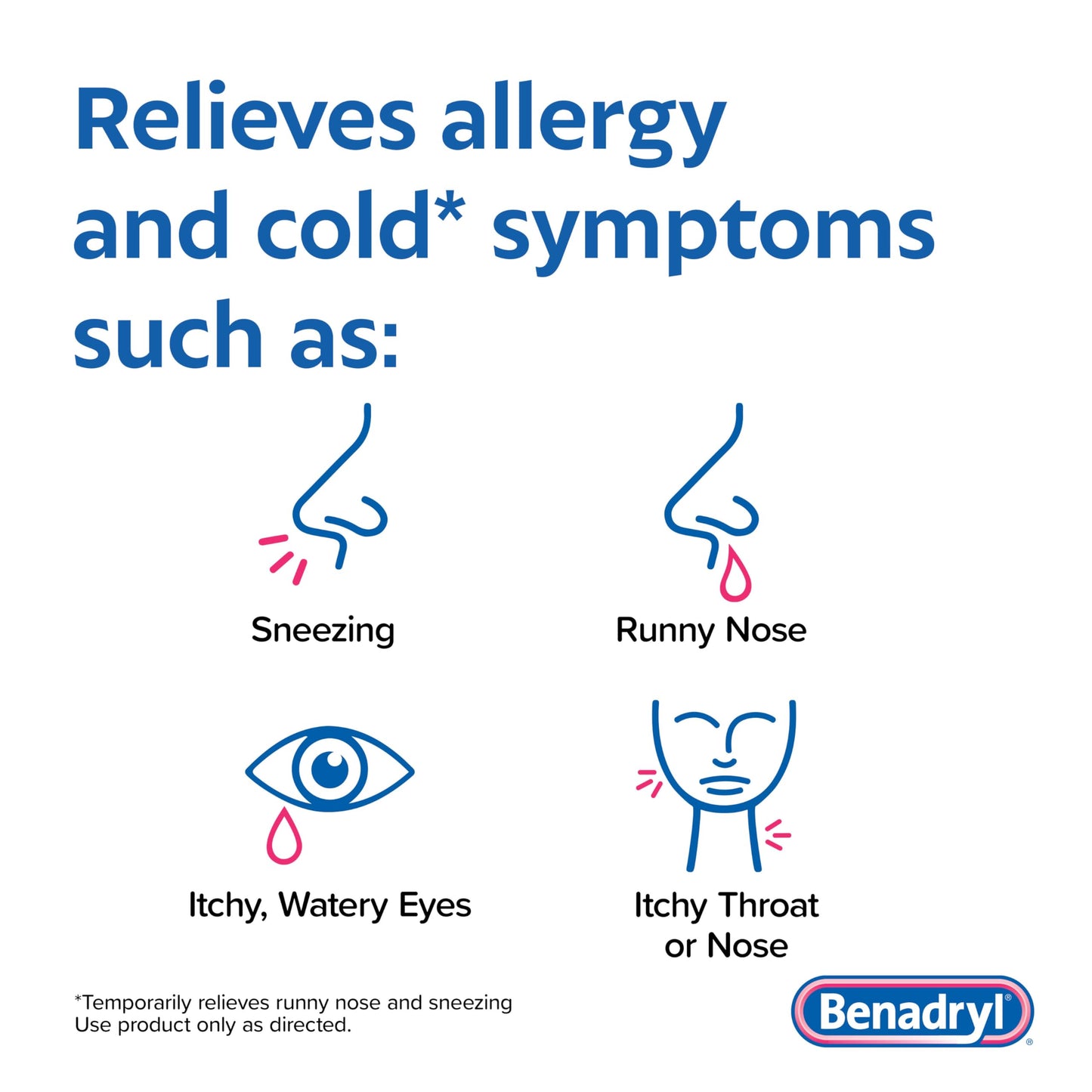 Benadryl Ultratabs Antihistamine Allergy Relief Medicine, 25 mg Diphenhydramine HCl Tablets for Relief of Cold & Allergy Symptoms Such as Sneezing, Runny Nose, & Itchy Eyes & Throat, 48 ct