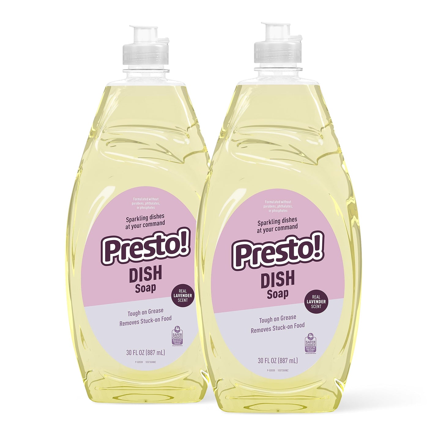 Amazon Brand – Presto! Dish Soap, Lavender Scent, 30 fl oz, Pack of 2