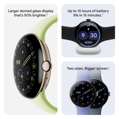 Google Pixel Watch 4 (41mm) - Android Smartwatch with Heart Rate and Sleep Tracking - 30-Hour Battery - Fitness Tracking - Google AI - Polished Silver Aluminum Case - Porcelain Active Band - Wi-Fi