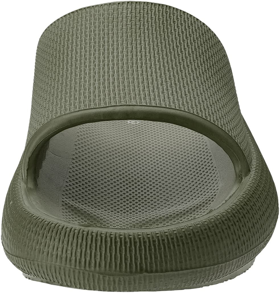 Joomra Mens Shower Pillow Slippers Slides Cushion for Womens Foam House Antislip Slipers Pool Beach Spa Home Garden Sandals for Ladies Male Sandles Army Green 42-43