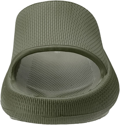 Joomra Mens Shower Pillow Slippers Slides Cushion for Womens Foam House Antislip Slipers Pool Beach Spa Home Garden Sandals for Ladies Male Sandles Army Green 42-43