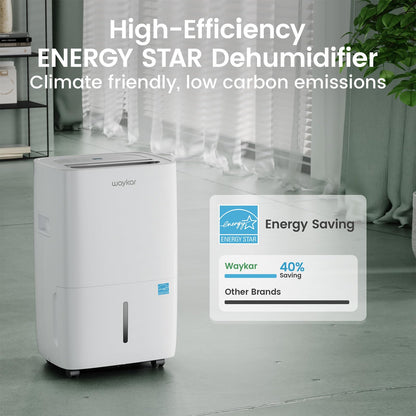 Waykar 80 Pints Energy Star Dehumidifier for Spaces up to 5,000 Sq. Ft at Home, in Basements and Large Rooms with Drain Hose and 1.14 Gallons Water Tank (JD025CE-80)