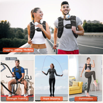 Poudee Weighted Vest, 12LB Weight Vest for Men Women, Body Weight Vests Adjustable with Reflective Stripe for Strength Training, Running, Training Workout, Jogging, Walking - 12LB