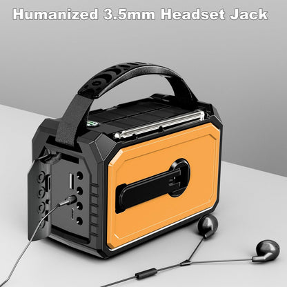 16000mAh Hand Crank Emergency Weather Radio with Wireless Speaker, 59200mWh NOAA AM FM Solar Radio with Flashlight Cell Phone Charger Reading Lamp Compass SOS for Camping and Survival (Orange)