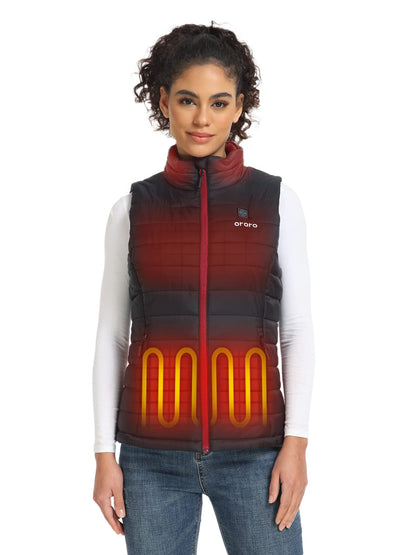 ORORO Women's Lightweight Heated Vest with Battery Pack (Black,M)