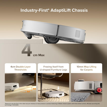 roborock Qrevo CurvX Robot Vacuum and Mop, 22,000Pa Suction, 3.14’’ Ultra Slim, Zero-Tangling Design, Reactive AI Obstacle Recognition, AdaptiLift Chassis, Auto Hot Water Mop Washing & Drying