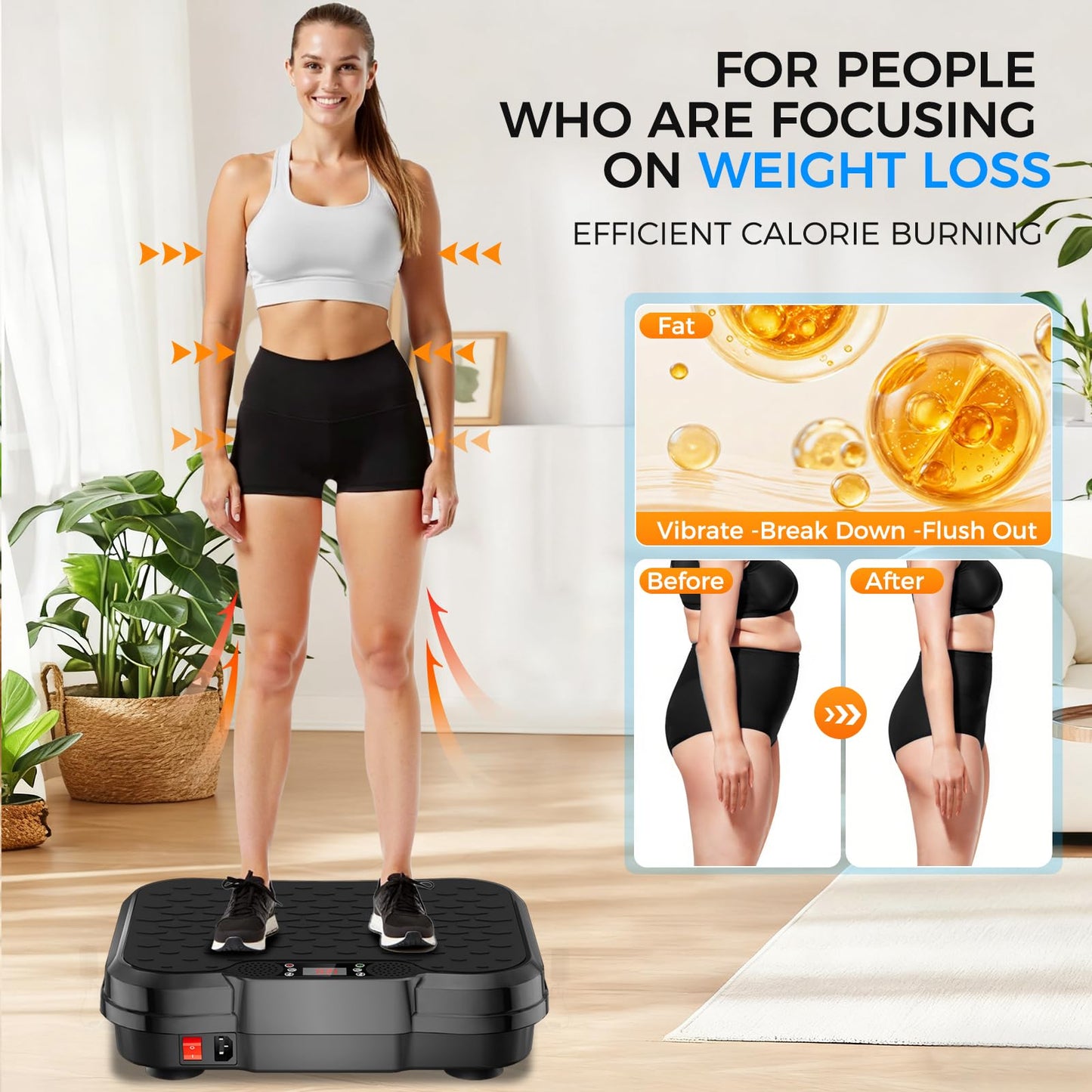 Vibration Plate Exercise Machine,Vibration Plate for Lymphatic Drainage Power Vibration Plate Machine Support 450 Lbs 250 Adjustable Speeds,Vibrating Plate Shake Plate Weight Loss