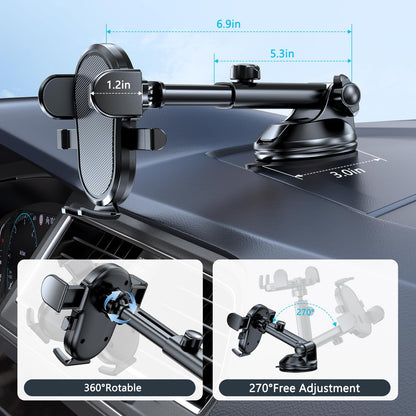 Miracase Car Phone Holder, Phone Holders for Your Car with Suction Cup Base, Universal Powerful Suction Cell Phone Car Mount for Dashboard, Automobile Phone Mount Car for iPhone Samsung Smartphones