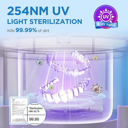 Dental Ultrasonic Retainer Cleaner Machine: 45kHz Dental Cleaning Pod with Digital Timer & 200ML, Deep Cleaning for Dentures, Mouth Guards, Aligners, Night Guards, Braces, Toothbrush Heads & Jewelry