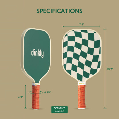 Dinkly Pickleball Paddles Set of 2 - USAPA Approved Graphite/Fiberglass Pickleball Racket, 2 Pickleball Rackets, 4 Balls and 1 Portable Carry Bag, Pickle Ball Set for Men Women, Wave Check