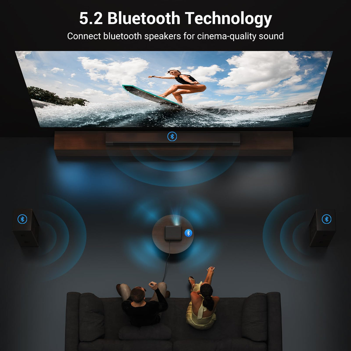 Official Licensed Netflix Smart Projector, HAPPRUN Projector 4K with Wifi and Bluetooth, DoIby Audio, Built-in Apps, Native 1080P 1000ANSI, Electric Focus, Portable Projector for Home Cinema, Bedroom